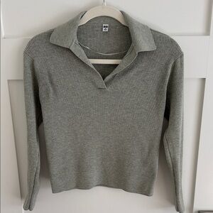 Uniqlo Long Sleeve Polo Sweater in Sea Green